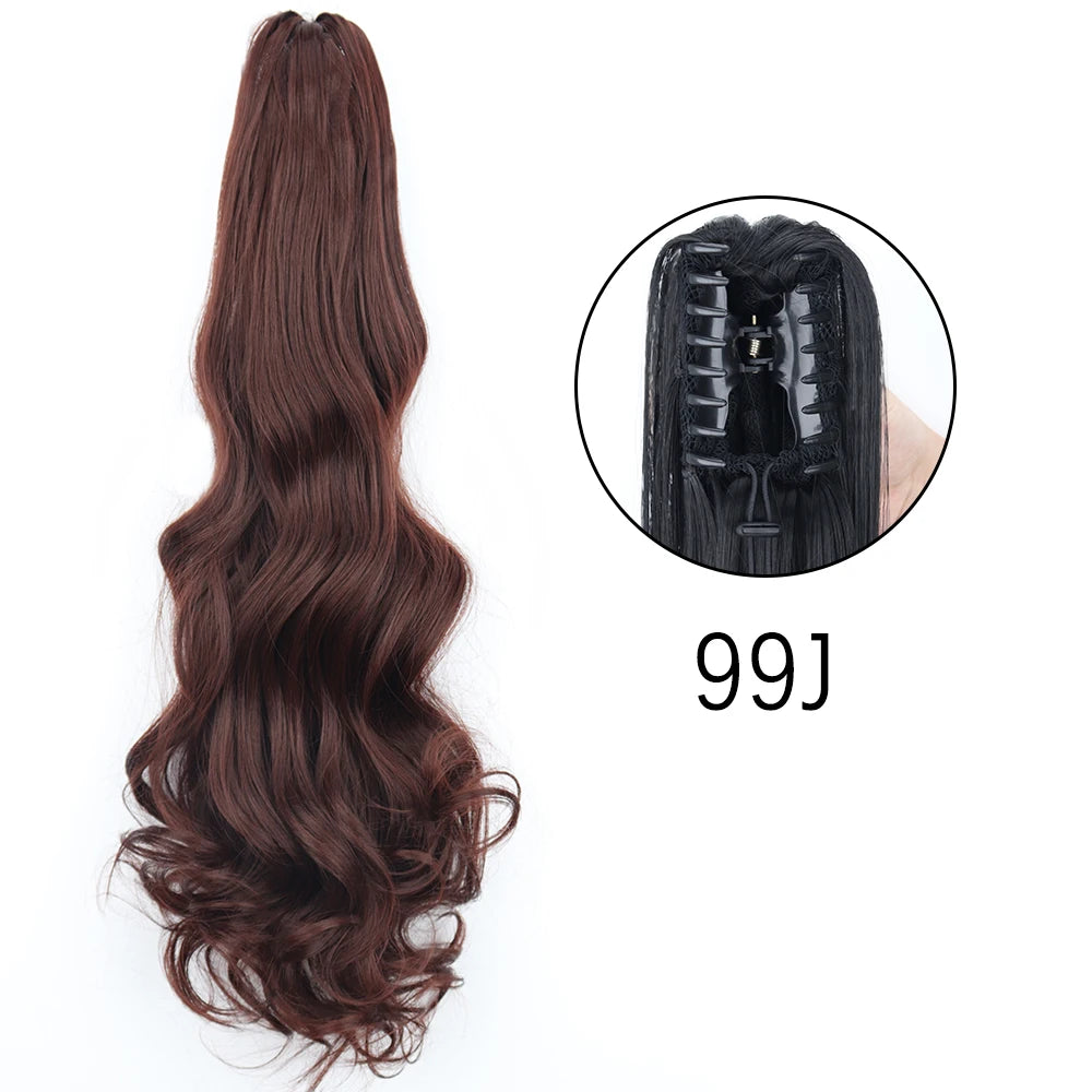 24" Synthetic Long Straight Claw Clip Ponytail w-99j by HitMyNeed