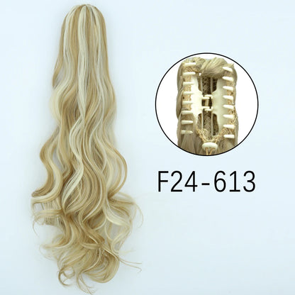 24" Synthetic Long Straight Claw Clip Ponytail w-f24-613 by HitMyNeed