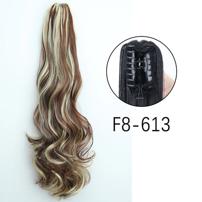 24" Synthetic Long Straight Claw Clip Ponytail w-f8-613 by HitMyNeed