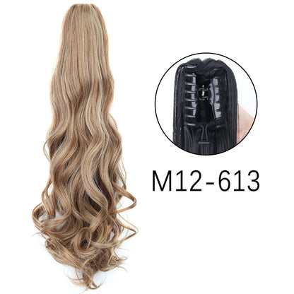 24" Synthetic Long Straight Claw Clip Ponytail w-m12-613 by HitMyNeed
