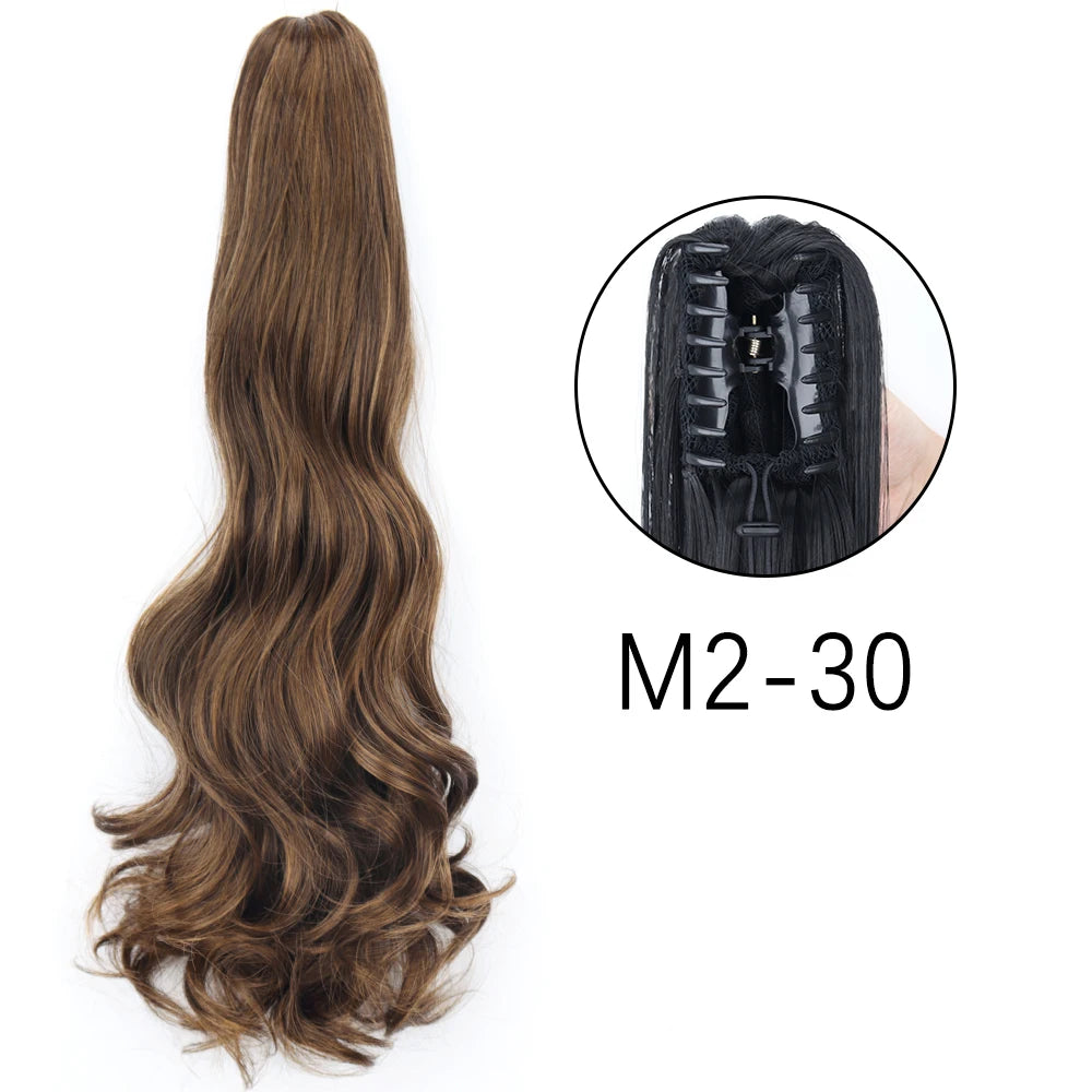 24" Synthetic Long Straight Claw Clip Ponytail w-m2-30 by HitMyNeed