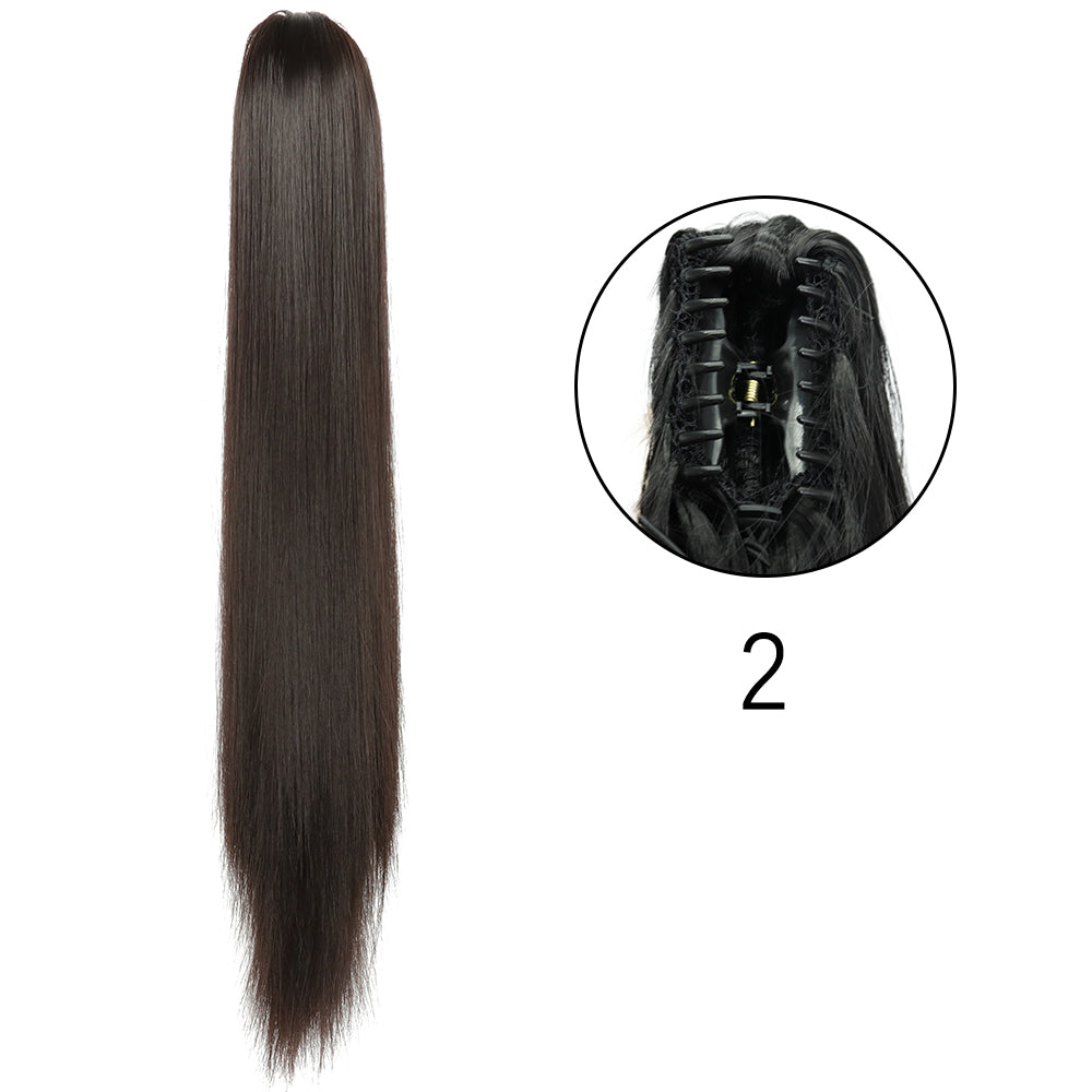 24" Synthetic Straight Claw Clip Ponytail Extension 2 by HitMyNeed