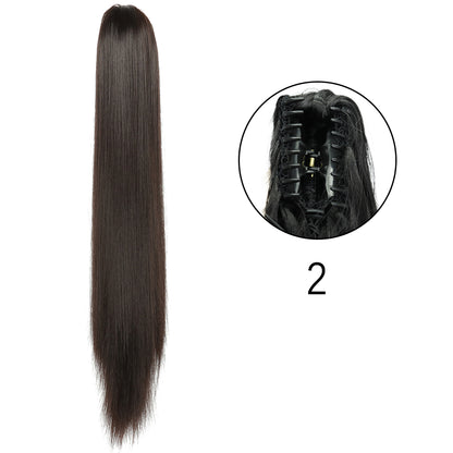 24" Synthetic Straight Claw Clip Ponytail Extension 2 by HitMyNeed
