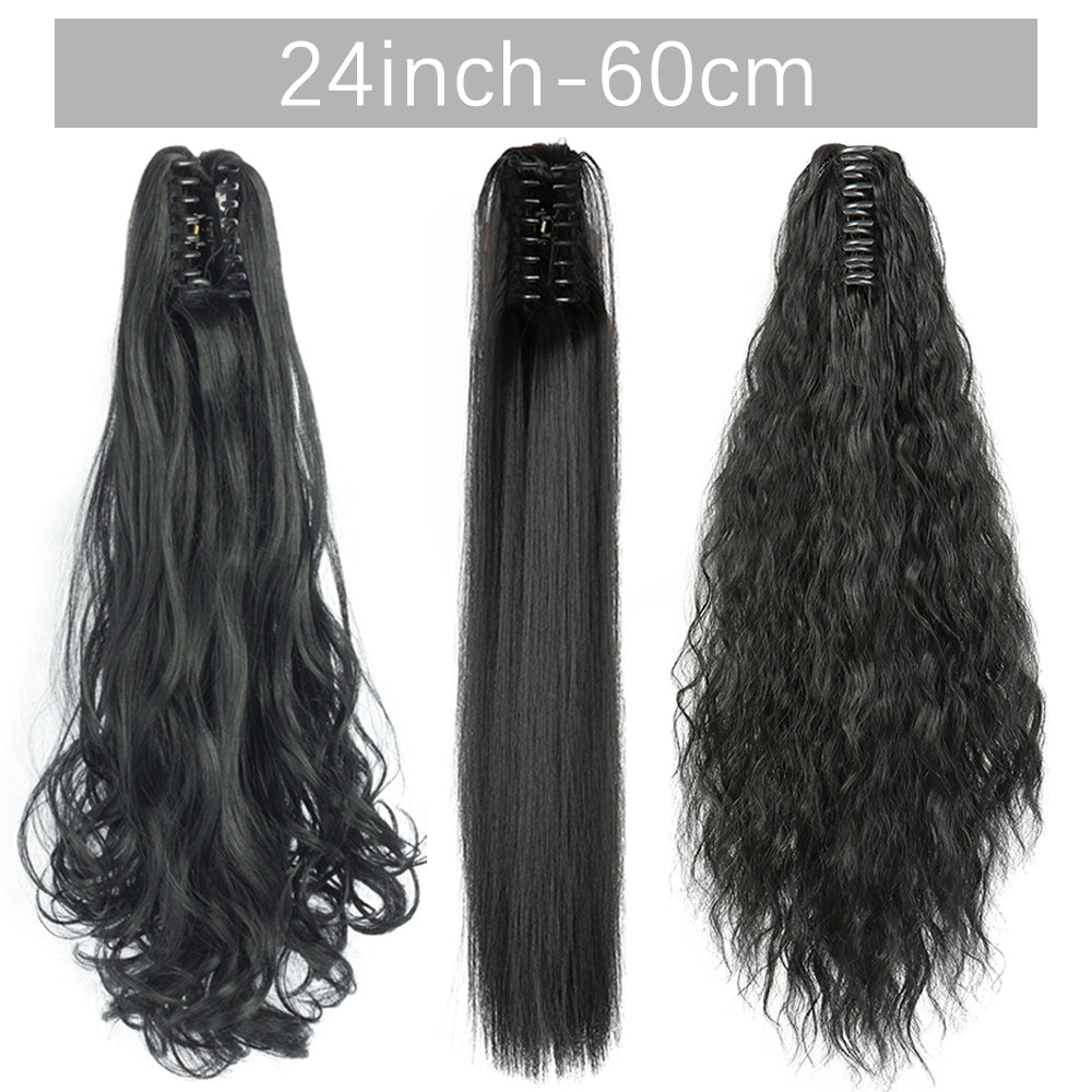 24" Synthetic Straight Claw Clip Ponytail Extension by HitMyNeed