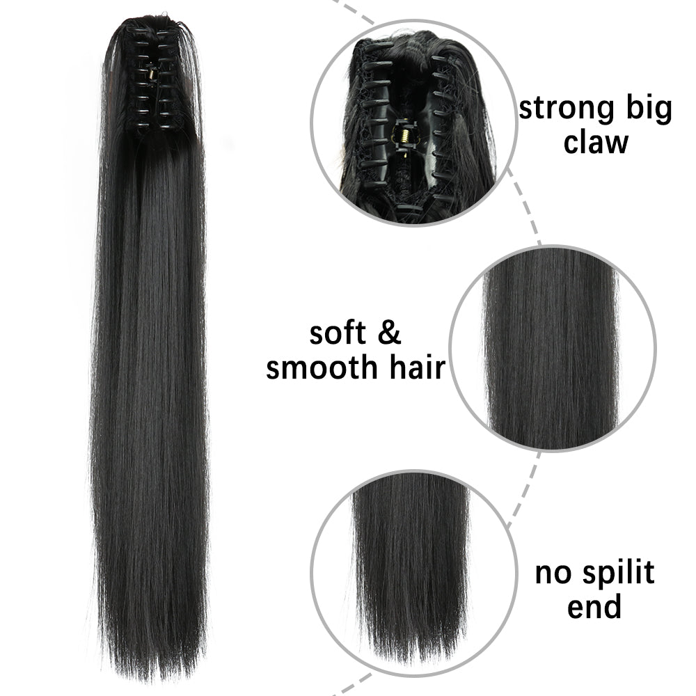 24" Synthetic Straight Claw Clip Ponytail Extension by HitMyNeed