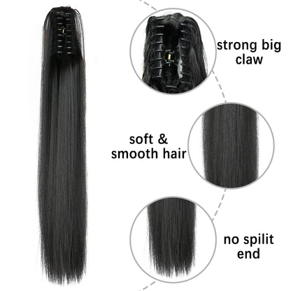 24" Synthetic Straight Claw Clip Ponytail Extension by HitMyNeed