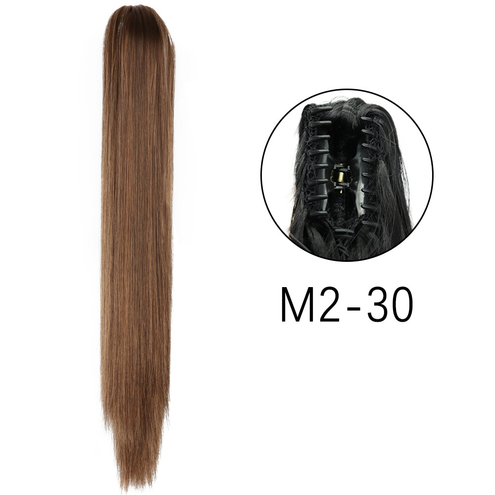 24" Synthetic Straight Claw Clip Ponytail Extension m2-30 by HitMyNeed