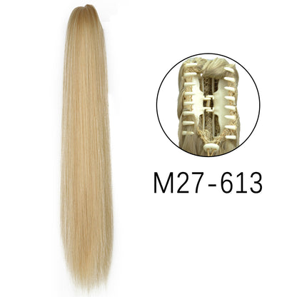 24" Synthetic Straight Claw Clip Ponytail Extension m27-613 by HitMyNeed
