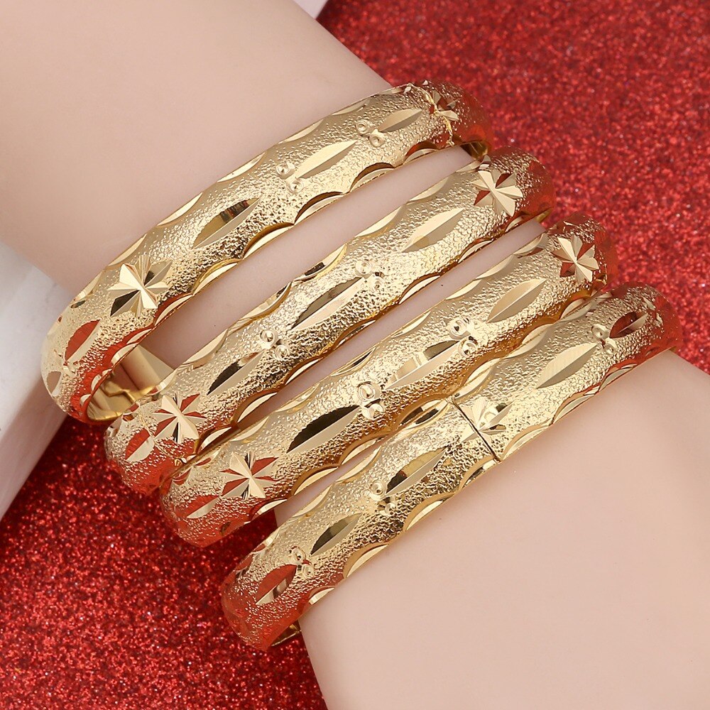 24K Gold-Plated Bangle Bracelet Set, 4-Piece by HitMyNeed