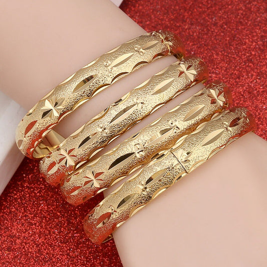 24K Gold-Plated Bangle Bracelet Set, 4-Piece by HitMyNeed