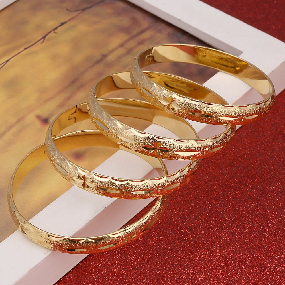 24K Gold-Plated Bangle Bracelet Set, 4-Piece by HitMyNeed