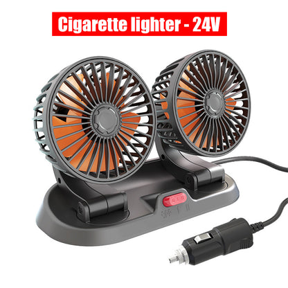 24V Dual Head USB Car Fan with 2-Speed Cooling 12v-green by HitMyNeed