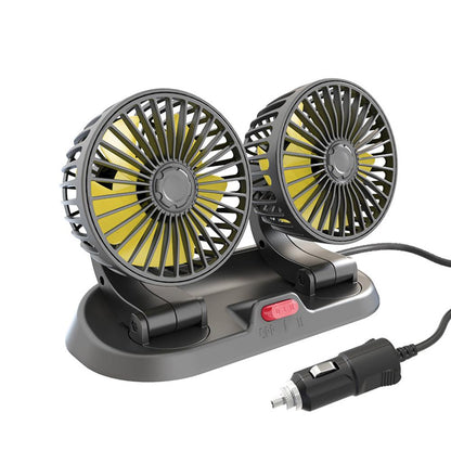 24V Dual Head USB Car Fan with 2-Speed Cooling 24v-orange by HitMyNeed