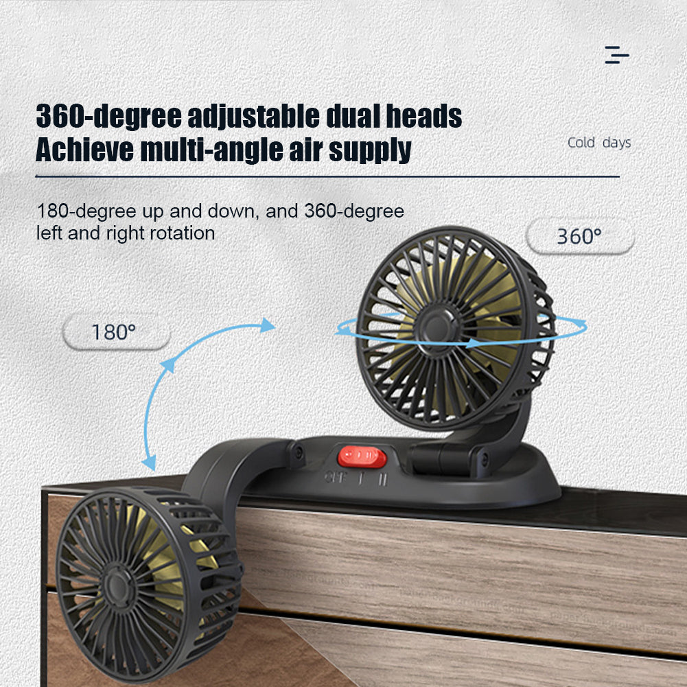 24V Dual Head USB Car Fan with 2-Speed Cooling by HitMyNeed