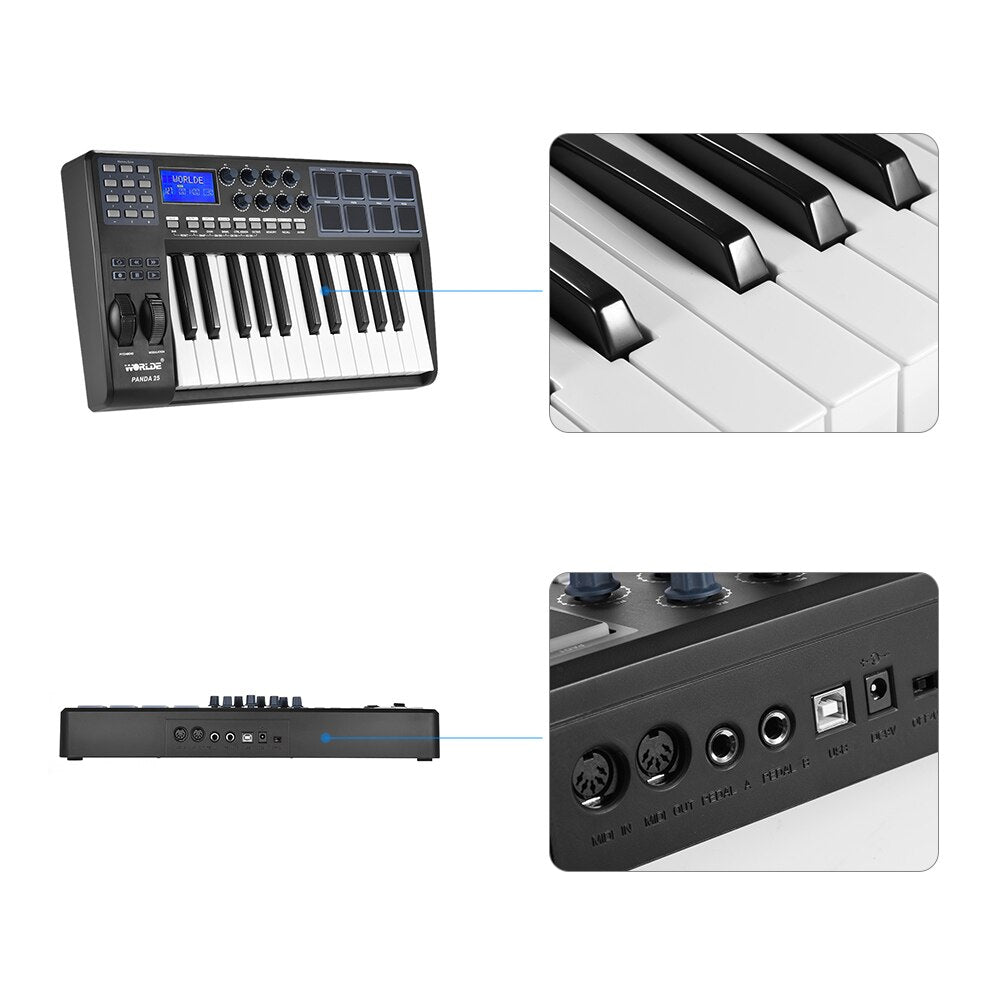 25-Key MIDI Keyboard with Drum Pads and USB by HitMyNeed