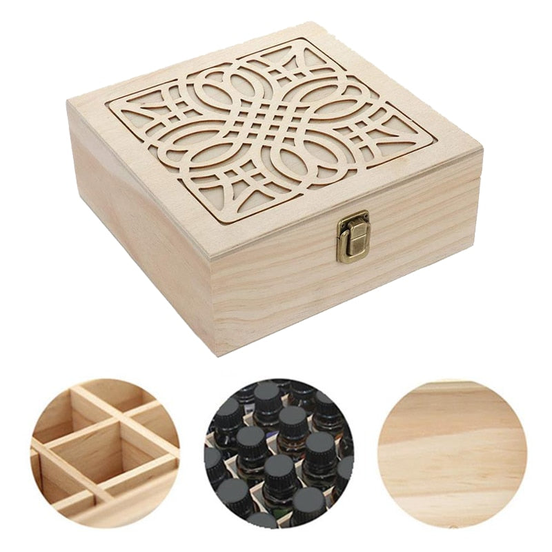 25-Slot Wooden Essential Oil Storage Box by HitMyNeed