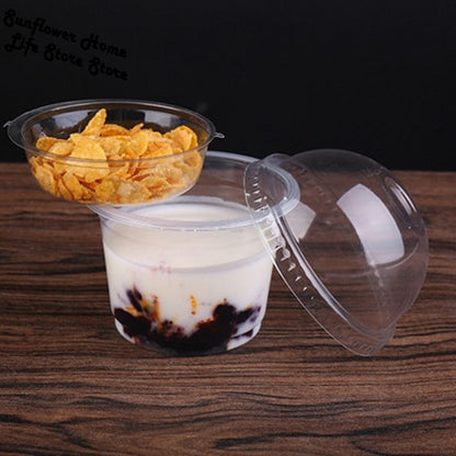 250ml Clear Plastic Salad Cups with Lids (25 Pack) by HitMyNeed