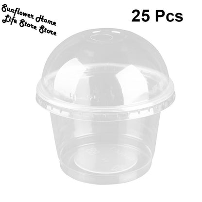 250ml Clear Plastic Salad Cups with Lids (25 Pack) by HitMyNeed