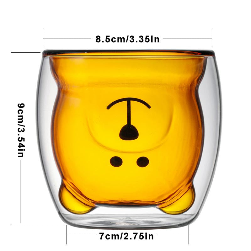 250ml Double Wall Bear Glass Cup by HitMyNeed