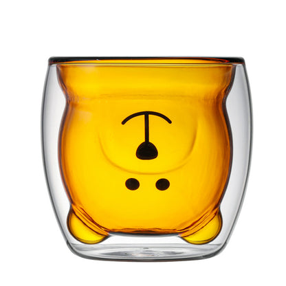 250ml Double Wall Bear Glass Cup amber by HitMyNeed