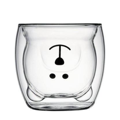 250ml Double Wall Bear Glass Cup transparent by HitMyNeed