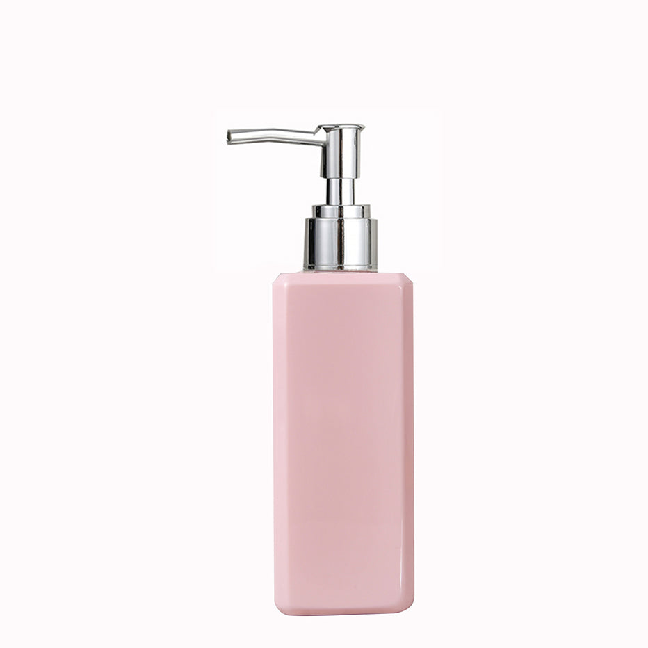 250ml Refillable Plastic Shampoo Dispenser Bottle pink-silver-pump by HitMyNeed