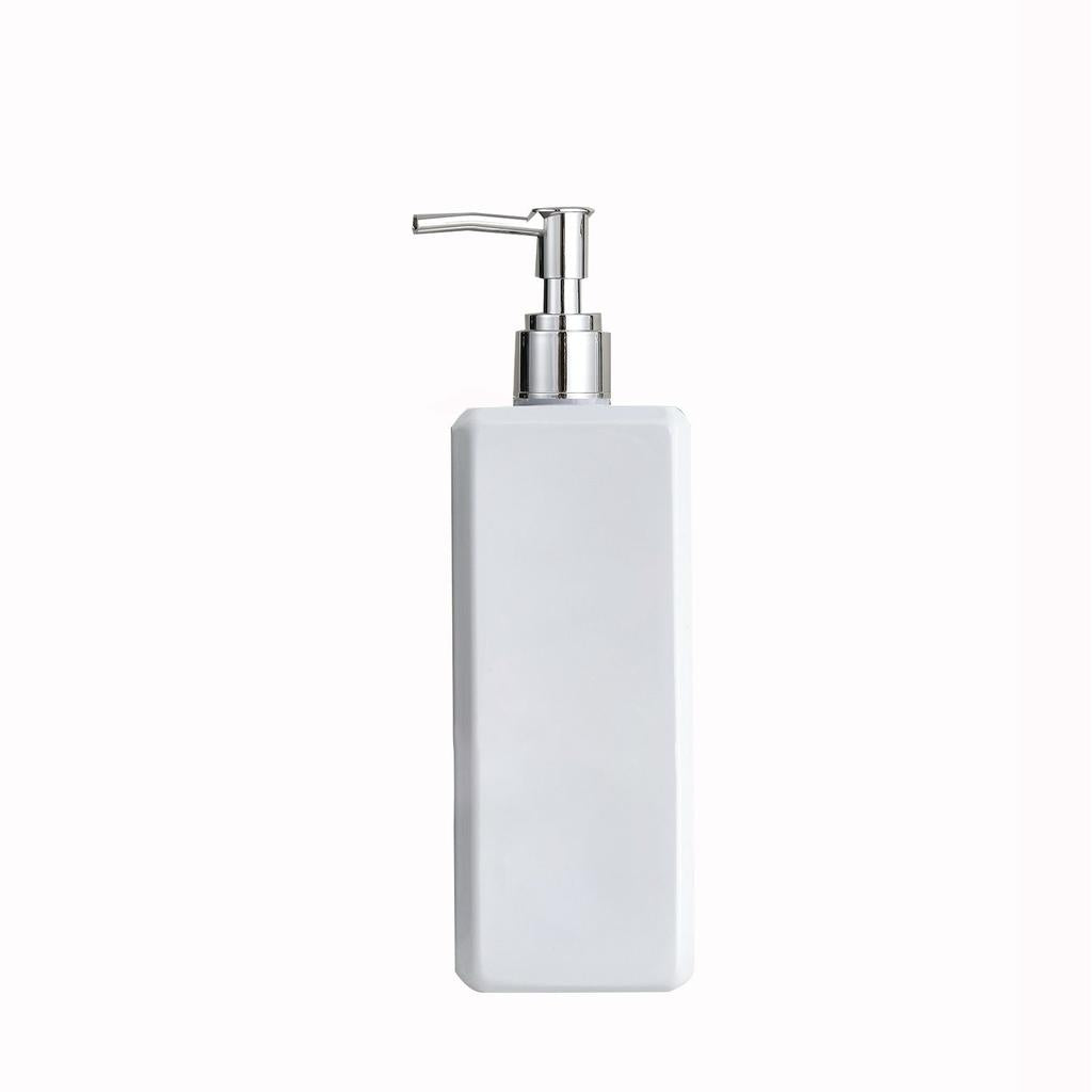 250ml Refillable Plastic Shampoo Dispenser Bottle white-silver-pump by HitMyNeed