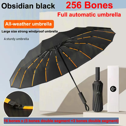 256-Bone Windproof Automatic Umbrella with UV Shield 256-obsidian-black by HitMyNeed