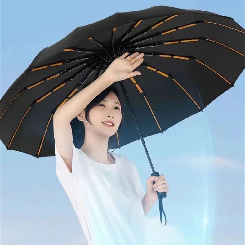 256-Bone Windproof Automatic Umbrella with UV Shield by HitMyNeed