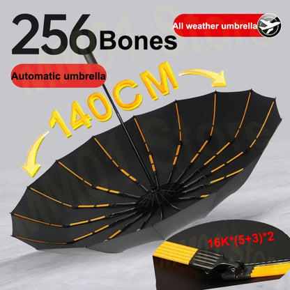 256-Bone Windproof Automatic Umbrella with UV Shield by HitMyNeed