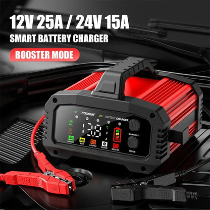 25A/15A Smart 12V-24V Car Battery Charger & Booster by HitMyNeed
