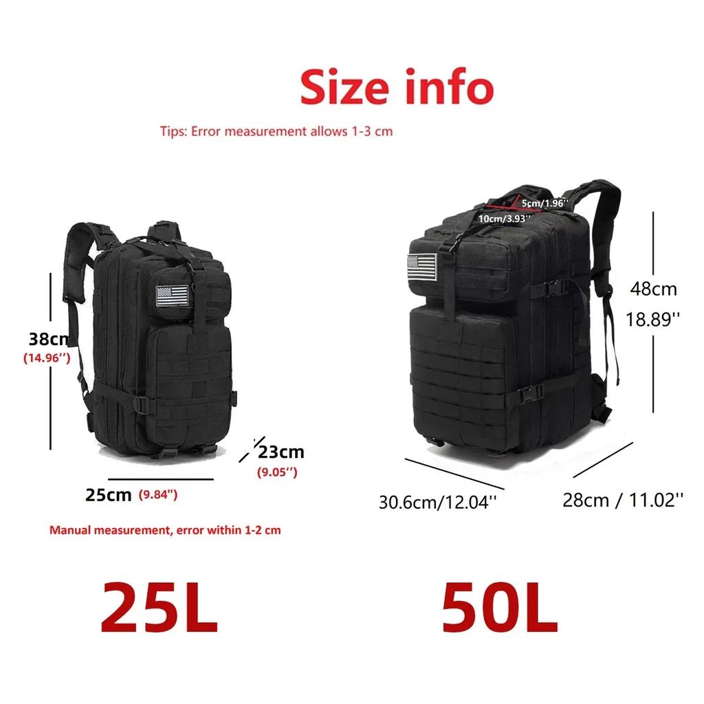 25L/50L 1000D Nylon Waterproof Tactical Outdoor Backpack by HitMyNeed