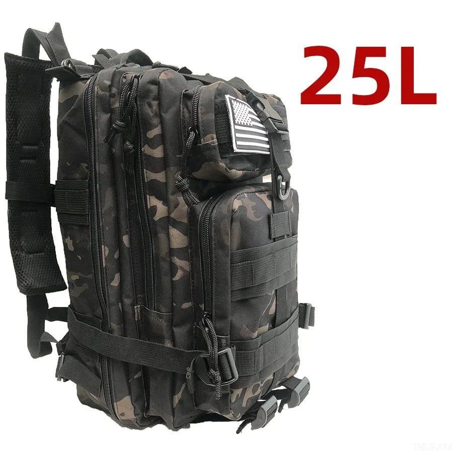 25L/50L 1000D Nylon Waterproof Tactical Outdoor Backpack 25l-camo-black by HitMyNeed