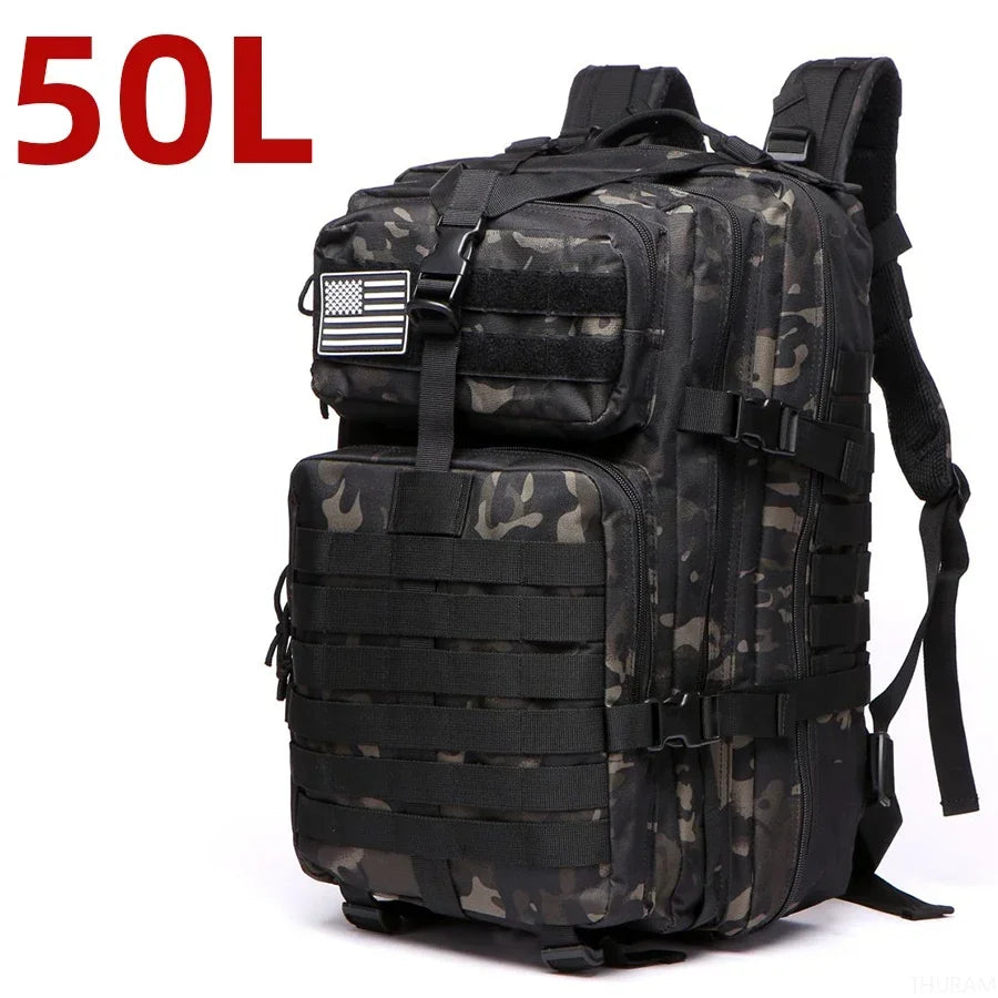 25L/50L 1000D Nylon Waterproof Tactical Outdoor Backpack 50l-camo-black by HitMyNeed