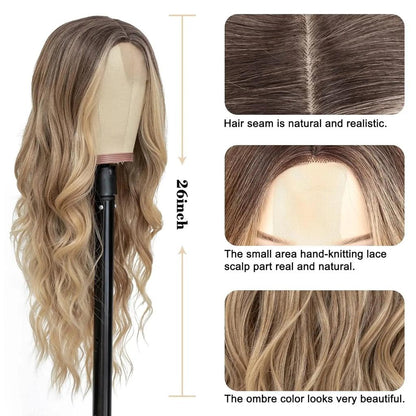 26 Inch Ombre Blonde Long Lace Wavy Wig for Women by HitMyNeed