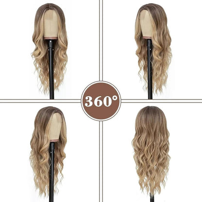 26 Inch Ombre Blonde Long Lace Wavy Wig for Women by HitMyNeed