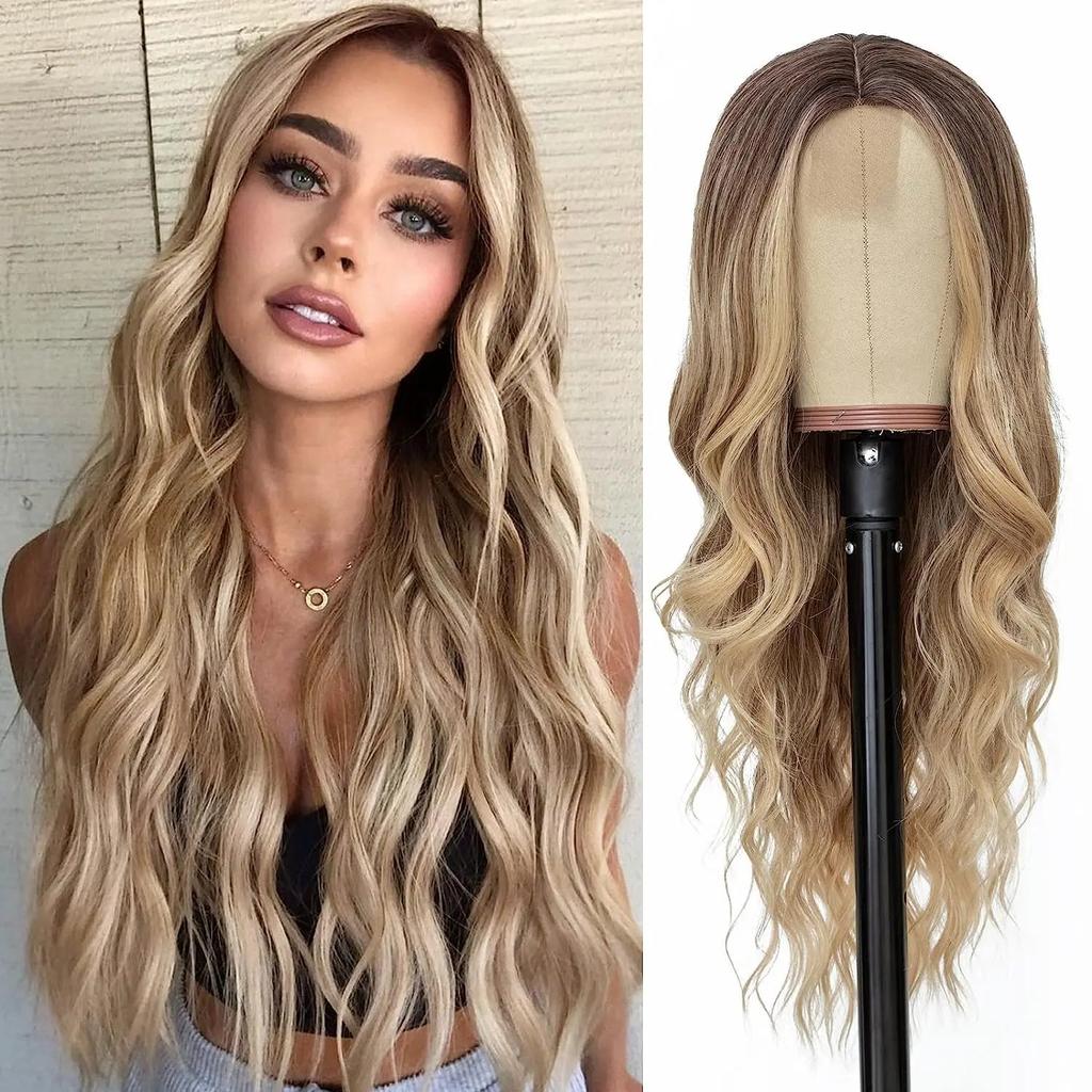 26 Inch Ombre Blonde Long Lace Wavy Wig for Women yxw-ombre-blonde by HitMyNeed