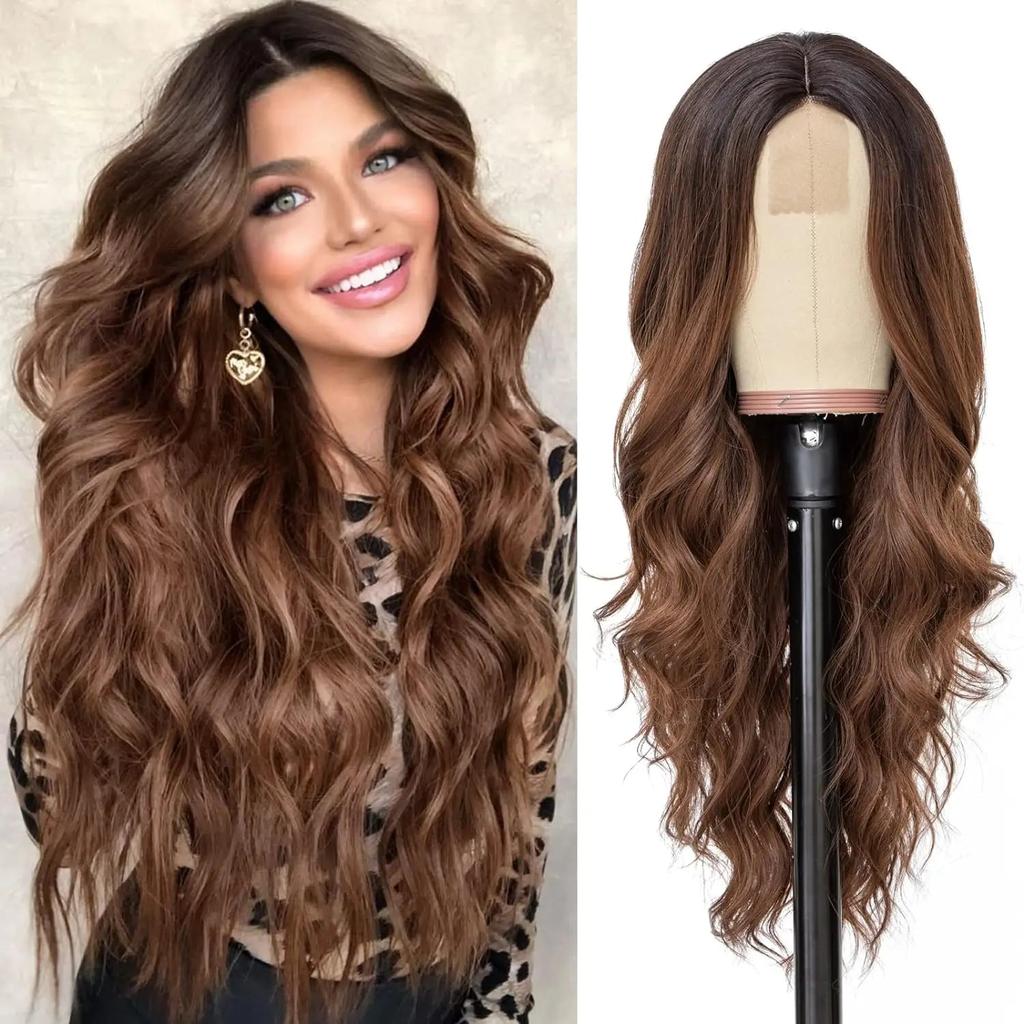 26 Inch Ombre Blonde Long Lace Wavy Wig for Women yxw-ombre-brown by HitMyNeed