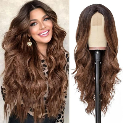 26 Inch Ombre Blonde Long Lace Wavy Wig for Women yxw-ombre-brown by HitMyNeed