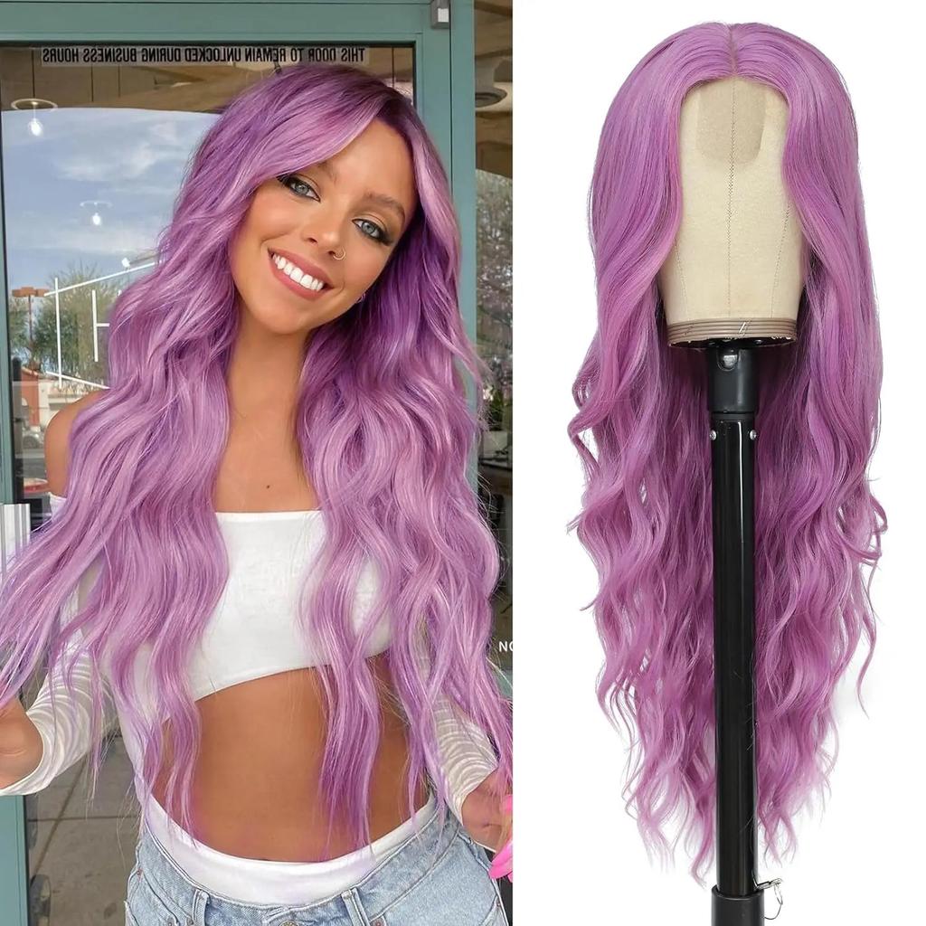 26 Inch Ombre Blonde Long Lace Wavy Wig for Women yxw-purple by HitMyNeed