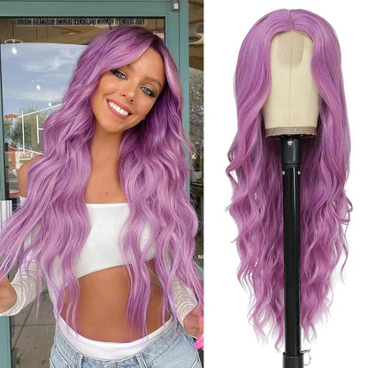 26 Inch Ombre Blonde Long Lace Wavy Wig for Women yxw-purple by HitMyNeed