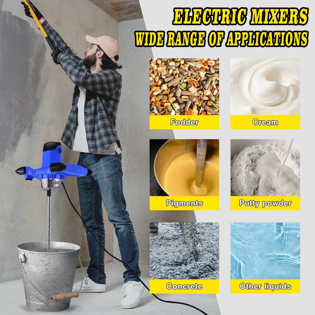 2600W Electric Concrete & Plaster Paddle Mixer, 6-Speed by HitMyNeed