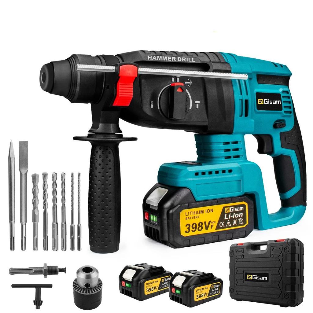 26mm Brushless Cordless Rotary Hammer for Makita 18V Two Batteries (2) by HitMyNeed