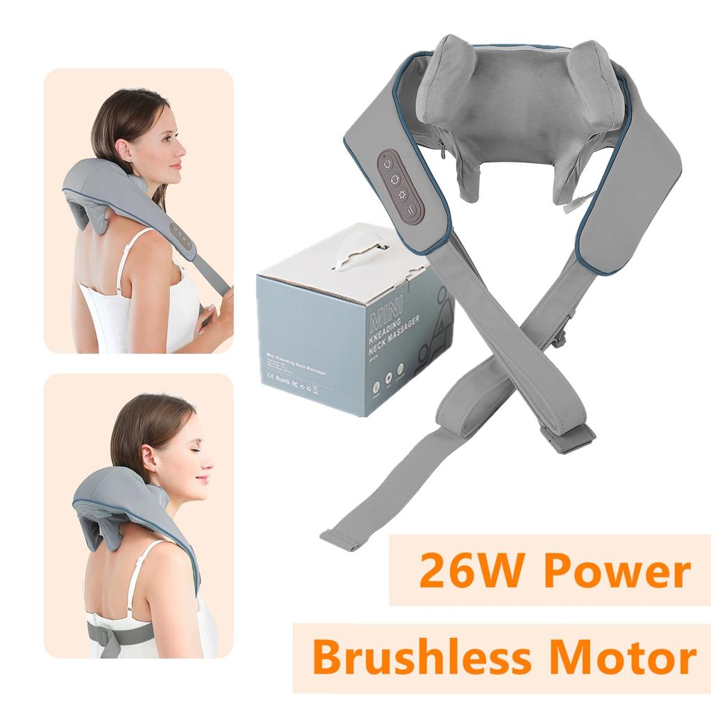 26W Brushless Wireless Neck and Shoulder Massager 26w-grey by HitMyNeed