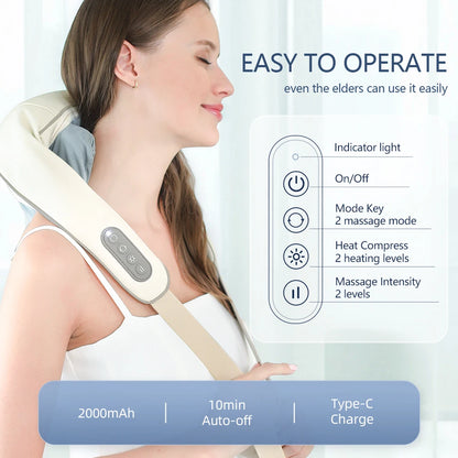 26W Brushless Wireless Neck and Shoulder Massager by HitMyNeed