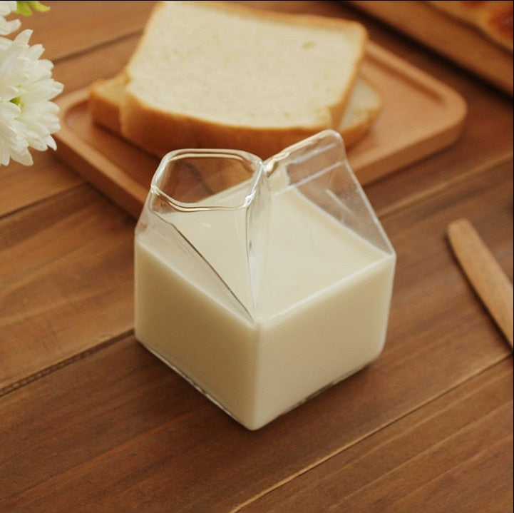 275ml Clear Glass Milk Carton Cup by HitMyNeed
