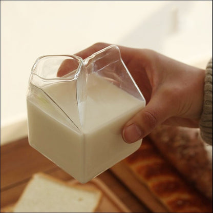 275ml Clear Glass Milk Carton Cup by HitMyNeed