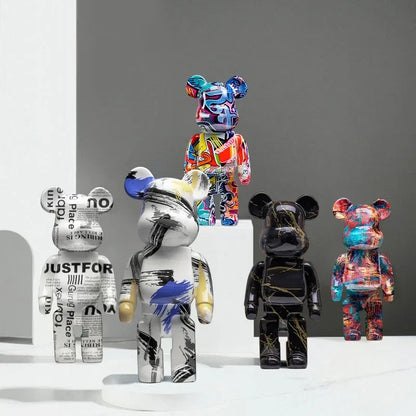 27cm Graffiti Bear Figurine Money Jar Decor by HitMyNeed