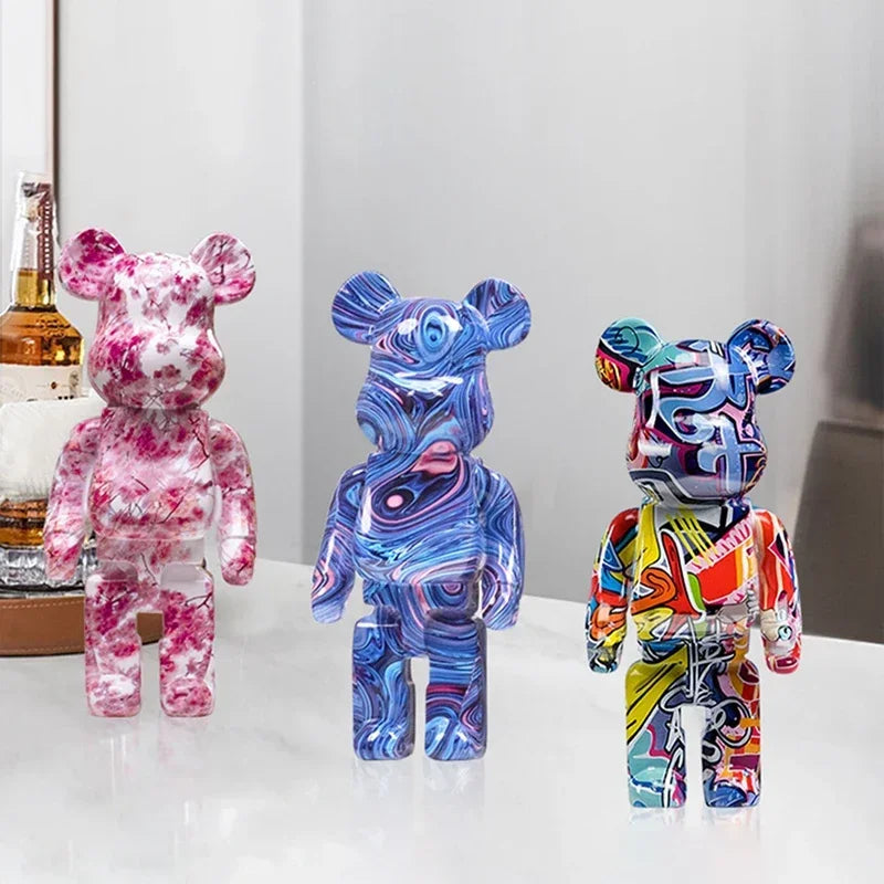 27cm Graffiti Bear Figurine Money Jar Decor by HitMyNeed