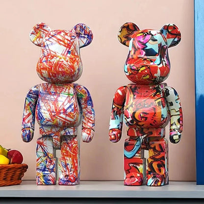27cm Graffiti Bear Figurine Money Jar Decor by HitMyNeed